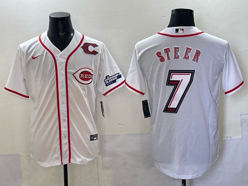 Men Cincinnati Reds #7 Steer white 2025 Nike MLB Jersey 009
